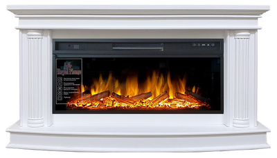Линейный электрокамин Rome белый с очагом Vision 42 LOG LED