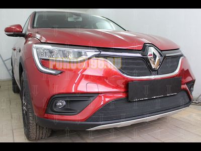 Защита радиатора Renault Arkana 2018- (2 части) black верх