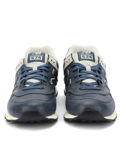 New Balance 574 Leather Blue с мехом женские