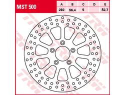 Тормозной диск передний TRW MST500 для Harley-Davidson Sportster 883/1200, Road King 1450/1584, Electra Glide 1450/1584, Heritage 1450/1584/1690, Fat Boy 1450/1584/1690, Softail 1450/1584/1690, Dyna 1450, Night Train 450/1584