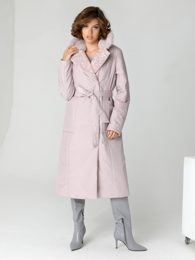 Пальто 23303 серо-розовый