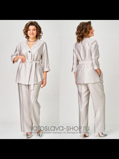 Нарядный женский костюм стального цвета
