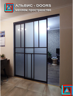 Раздвижная перегородка-купе из 2-х створок в створе проема