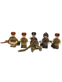 Отряд советских солдат с пулеметом Максим (5 фигурок с оружием)