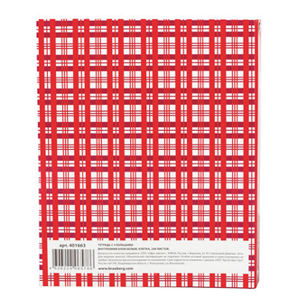 Тетрадь на кольцах А5 (175х215 мм), 240 л., обложка ламинированный картон, клетка, BRAUBERG, "Шотландка", 401663