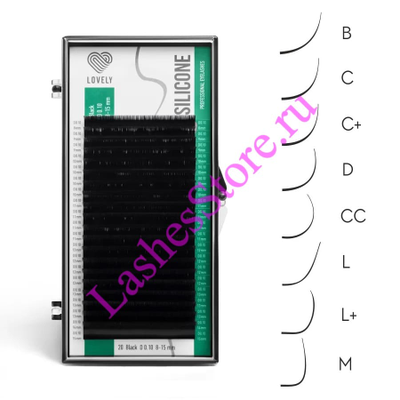 Ресницы чёрные LOVELY «Silicone» - MIX (20 линий)