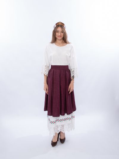 Юбка с Бантовыми складками Льняная