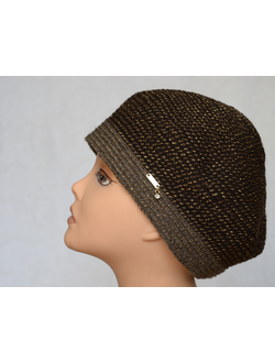 Тюбетейка вязаная для женщин Vizio Италия 6318 коричневая фото