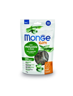 Хрустящие подушечки Monge Gift Skin support для кошек, треска 60 гр