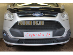 Защита радиатора Ford Tourneo Custom 2012- black верх (18 см)