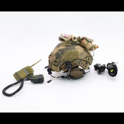 Шлем Fast с ПНВ, наушниками и радиостанцией в масштабе 1/6 (78097) - Damtoys