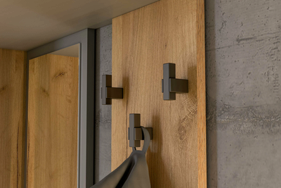 Абрау вешалка с зеркалом прихожая Дуб золотой/Графит