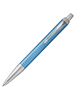 Ручка подарочная шариковая PARKER "IM Premium Blue CT", голубой корпус с гравировкой, хромированные детали, синяя, 1931691
