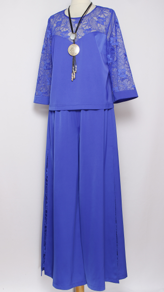 КОСТЮМ БРЮЧНЫЙ "ДВОЙКА КРУЖЕВО" синий р.46-50