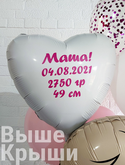 Шар сердце с метрикой дочери для выписки из роддома