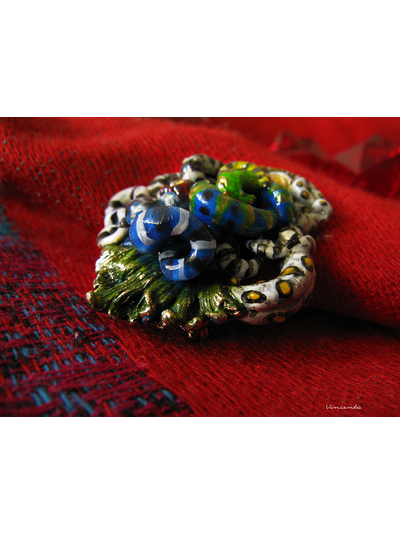 Коралловый Риф, Сказка Океании. Морская брошь из термоглины (волшебные украшения в морском стиле)