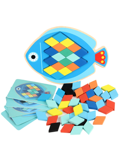 Мозаика деревянная "Рыба" с комплектом карточек-заданий