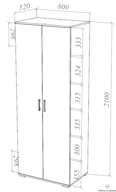 Шон-13 шкаф двухдверный распашной Белый