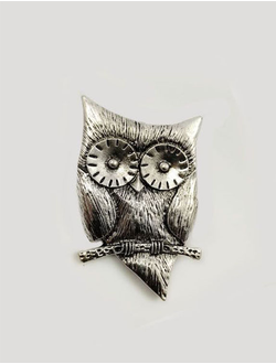 (АРТИКУЛ: 6935/01) БРОШКА ЖЕНСКАЯ "СОВА", КРУПНАЯ, СЕРЕБРИСТЫЙ МЕТАЛЛ