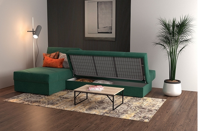 ДВУСПАЛЬНЫЙ РАСКЛАДНОЙ ПРУЖИННЫЙ УГЛОВОЙ ДИВАН-КРОВАТЬ НЕВАДА, НА НОЖКАХ, МЕТАЛЛОСКЕЛЕТ, СО СПАЛЬНЫМ МЕСТОМ И МЕХАНИЗМОМ КЛИК-КЛЯК, БЕЗ ПОДЛОКОТНИКОВ