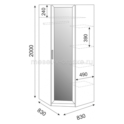 Шкаф угловой Волкер М01