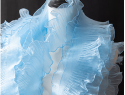 ПЛИССИРОВАННАЯ КРУЖЕВНАЯ ЛЕНТА, 13 СМ. АРТ. К-00043, 10 м. ЦВЕТ: Голубой