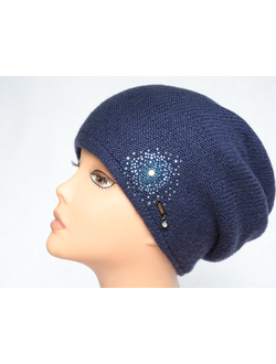 Синий женский вязаный берет Италия Vizio 5613 фото