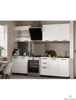 Дина 2 м кухонный гарнитур Белый глянец