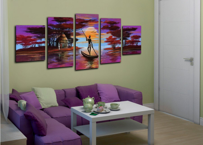 Модульная картина "Человек на лодке"