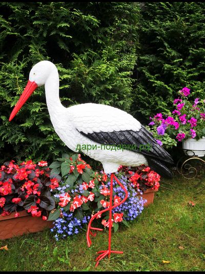 Аист  115*72 см  2,8кг  полистоун Россия 2859/012484  Аист - является символом новой жизни. Согласно русским народным поверьям, аист - птица, приносясчастьВаш е щая в дом. Также аист покровительствует рождению детей.