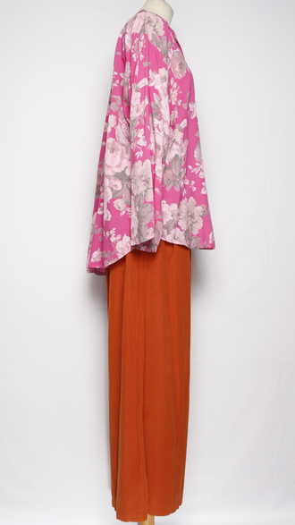 РУБАШКА БОХО "Карман пайетки" розы фуксия, желтая, голубая до р.54