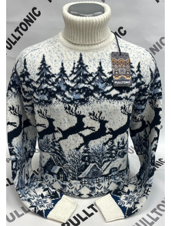 Мужской свитер Олени в заснеженном лесу