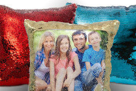 Подушка хамелеон из пайеток с вашей фотографией с доставкой по России