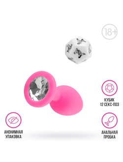7103879 Анальная пробка в секс игре для пар «Интим», (анальная пробка, 1 пластиковый кубик), 18+