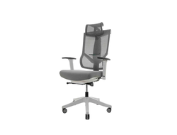 Falto Hoshi Fabric каркас белый, сидение ткань WT-855 серый, сетка KW-03 серый