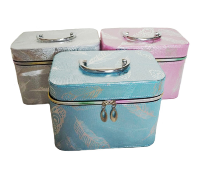 Набор Шкатулок для хранения косметики, 3шт, Цвет Розовый, Голубой, Серебро