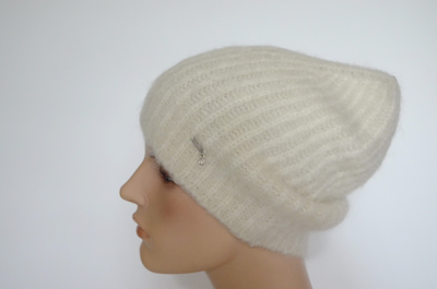 Шапка мохеровая вязаная белая Vizio Италия 9020 CYO