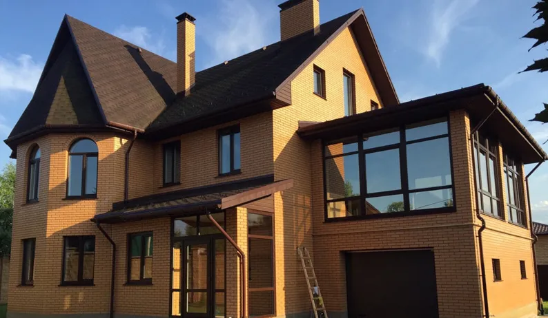 монтаж окон  в загородный дом с ламинацией г.Кольчугино