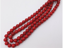 Агат тонированный   на нити  10мм красный