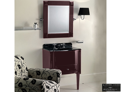 Devon&Devon Domino, Комплект мебели 68 см, тумба напольная со столешницей Nero Marquina и встроенной раковиной черной, Цвет: prune