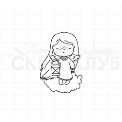 штамп ангел с фонарем в руках