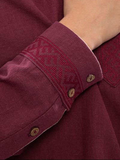 Косоворотка современная из крапивы "Богатырская с вышивкой" (модификация 1)