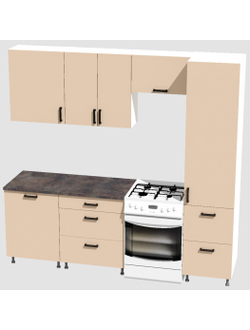 Кухня Эконом 1,8 метра с колонкой (1300х500) Цвет: Фон бежевый/Фон бежевый
