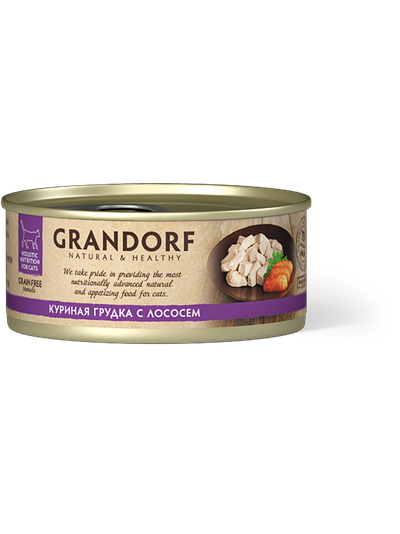 Консерва для кошек Grandorf Куриная грудка с лососем 70 г
