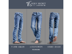 Мужские джинсы (голубые) - 1/6 Realistic Jeans men's light blue (24XG108A) - VSTOYS