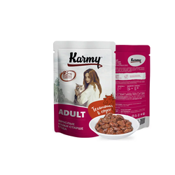 Пауч Karmy (Карми) влажный корм (пауч) для взрослых кошек, телятина в соусе 80 г