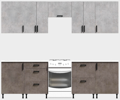 Кухня Эконом 2,4 метра (1200х1200) Цвет: Цемент светлый/Цемент темный