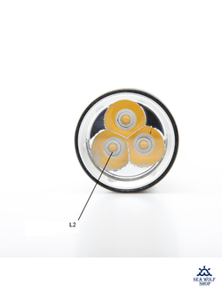 Фонарик для дайвинга Yupard-SH, три L2-1200Lm, скольз.выкл /желтый, Ак26650