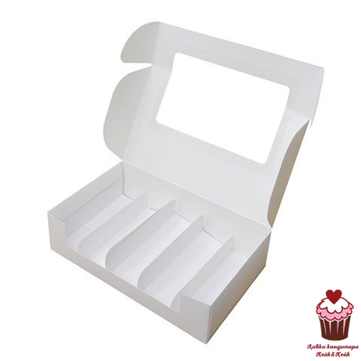 Коробка для эклеров и эскимо с окном белая, 5 ячеек, 25х15х6,5 см