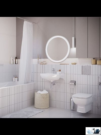 Комплект ПЭК Santek Нео rimless 1.WH50.1.572. Инсталляция с кнопкой (хром, глянец) и подвесной безободковый унитаз с сиденьем микролифт